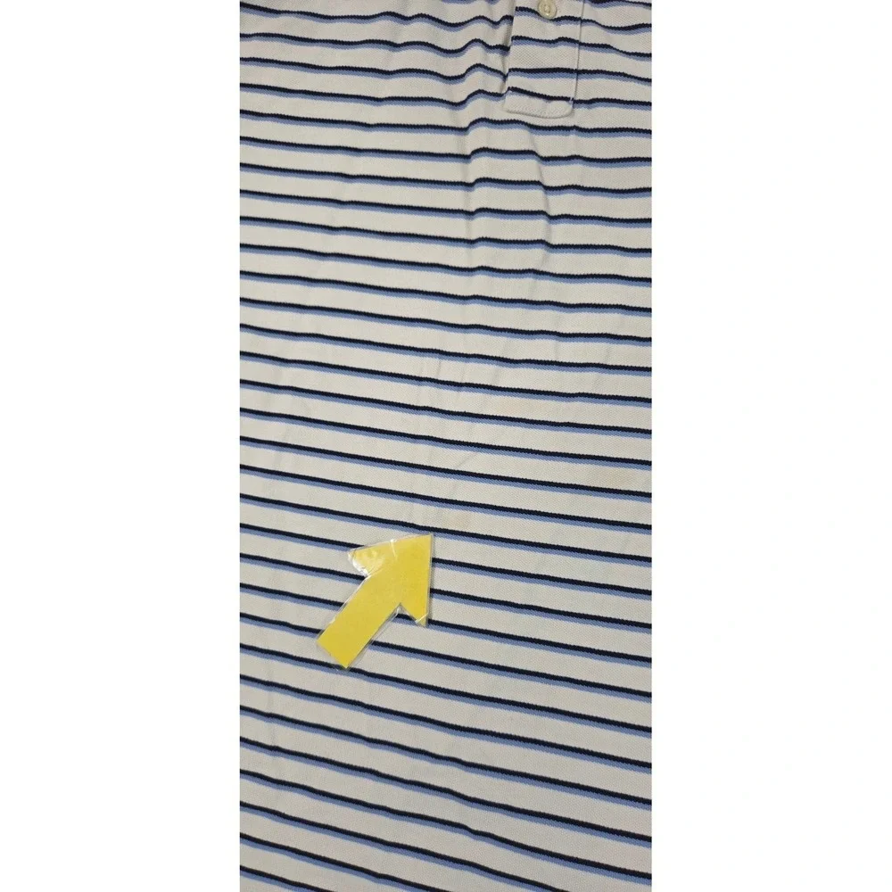 Vintage Polo Ralph Lauren Polo Shirt Mens size L white/Blue striped Cotton S/S